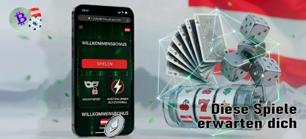 Große Auswahl an Krypto-Spielen: Von Slots bis hin zu Live-Dealern.